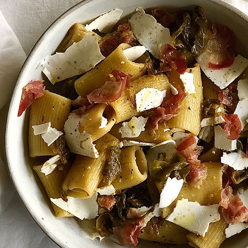 Pasta with Melrose Peppers and Pancetta